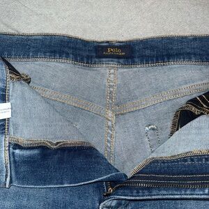 Ralph Lauren Blue Denim Jeans with Leather Logo Patch